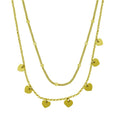 Silver 925 Gold Plated Multi Chain Dangling Heart Charm Necklace  - ITN00143-GP | Silver Palace Inc.