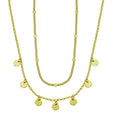 Silver 925 Gold Plated Multi Dangling Disc Charm Necklace - ITN00144-GP | Silver Palace Inc.