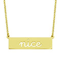 Silver 925 Gold Plated Nice Engraved Bar Pendant Necklace  - ARN00058GP | Silver Palace Inc.