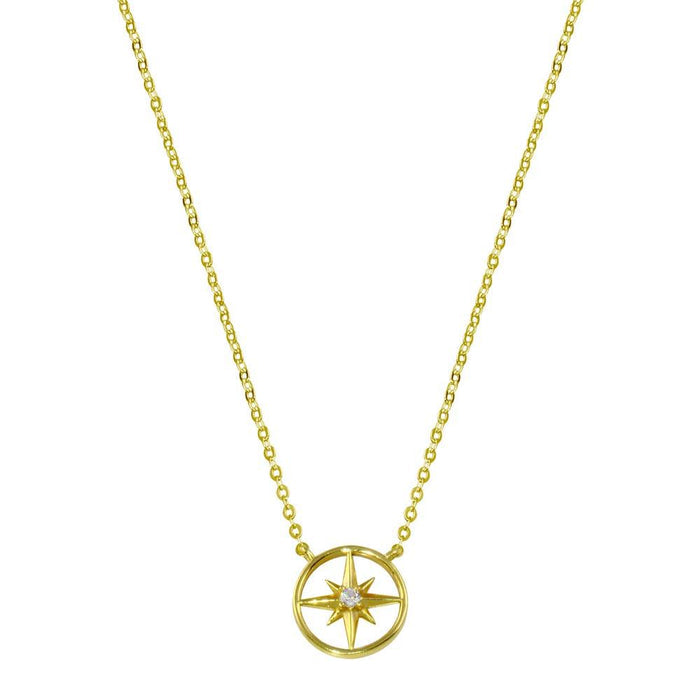 Silver 925 Gold Plated Northern Star Necklace - STP01774GP | Silver Palace Inc.