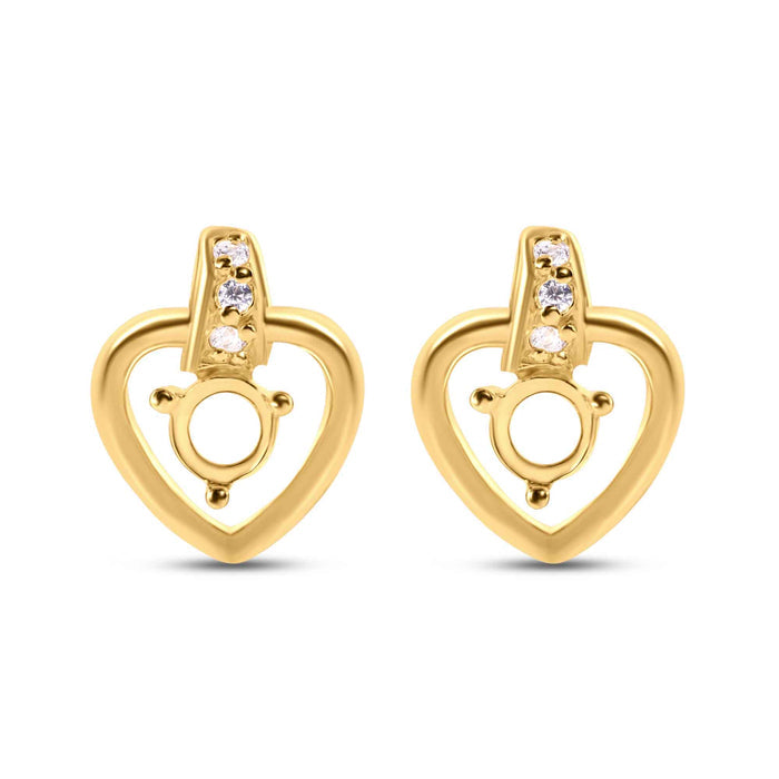 Gold Plated 925 Sterling Silver Personalized Hanging Heart Mounting with CZ - BGE00855GP