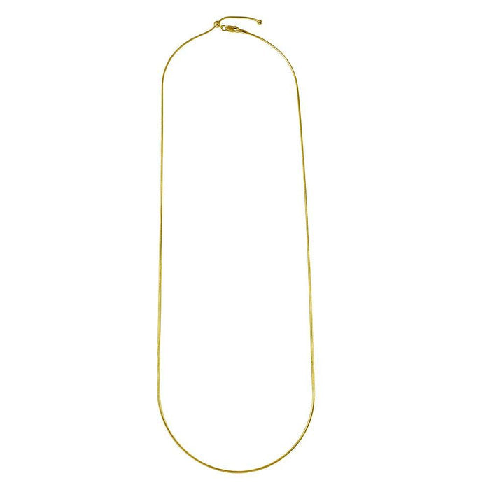 Gold Plated 925 Sterling Silver Round Snake Slider Adjustable Chain Necklace - DIN00012GP