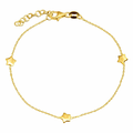 Gold Plated 925 Sterling Silver SIngle Strand Bracelet with 3 Star Element - VGB26GP