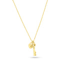 Gold Plated 925 Sterling Silver Small Love Key and Heart Lock Necklace - ECN00071GP