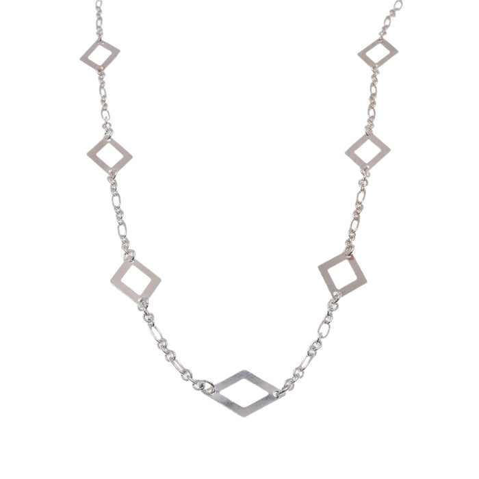 High Polish 925 Sterling Silver Diamond Inlay Link Necklace - SPN00022