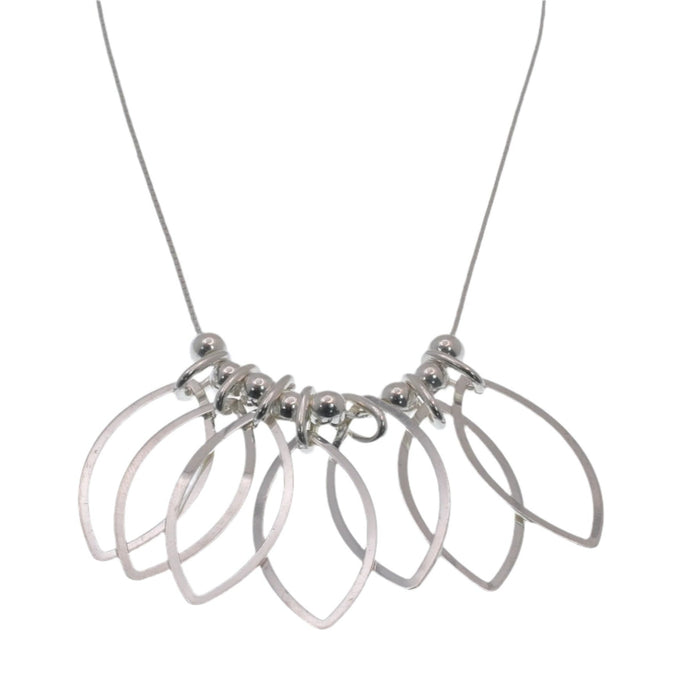 High Polish 925 Sterling Silver Multi Large Almond Shaped Necklace - SPN00015