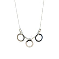 High Polish 925 Sterling Silver Triple Ring and Bar Necklace - SPN00012