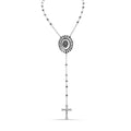 High Polished 925 Sterling Diamond Cut Beads Virgin Mary Cross Rosary Necklace - DIN00112