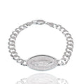 High Polished 925 Sterling Silver 20.5mm x 30.7mm Guadalupe Charm on 7mm Curb Bracelet - ARB00069