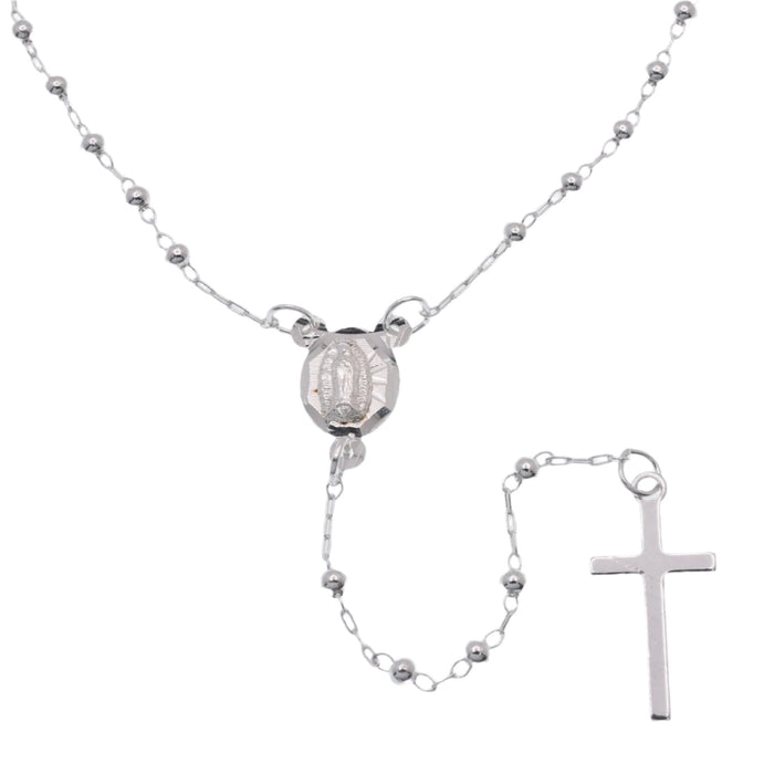 Silver 925 High Polished 2.5mm Smooth Bead Plain Cross Rosary - ORP00001 | Silver Palace Inc.