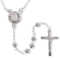 Silver 925 High Polished 3mm Smooth Bead Diamond Cut 10.5mm x 18mm Cross Rosary - ORP00002 | Silver Palace Inc.
