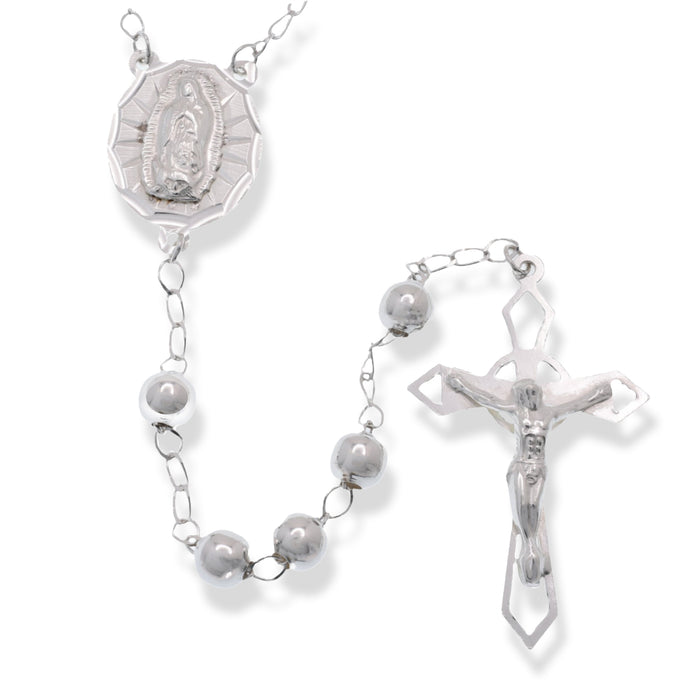 Silver 925 High Polished 6mm Smooth Bead Rosary - ORP00005 | Silver Palace Inc.