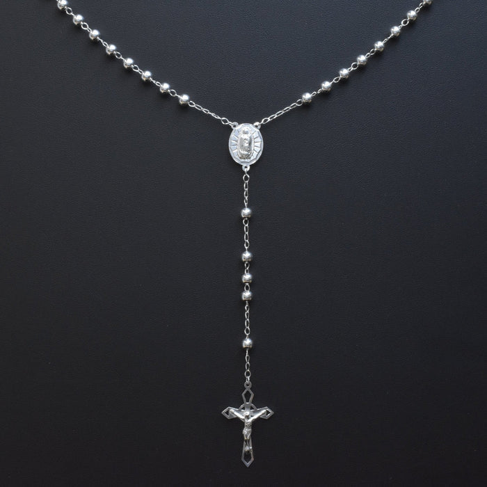 Silver 925 High Polished 6mm Smooth Bead Rosary - ORP00005 | Silver Palace Inc.