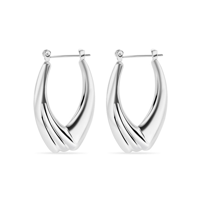 High Polished 925 Sterling Silver Hollow Drop Hoop Earrings - HP10