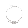 High Polished 925 Sterling Silver Maria Concepita Miraculous Medaland Cross Adjustable Bracelet - DIB00082