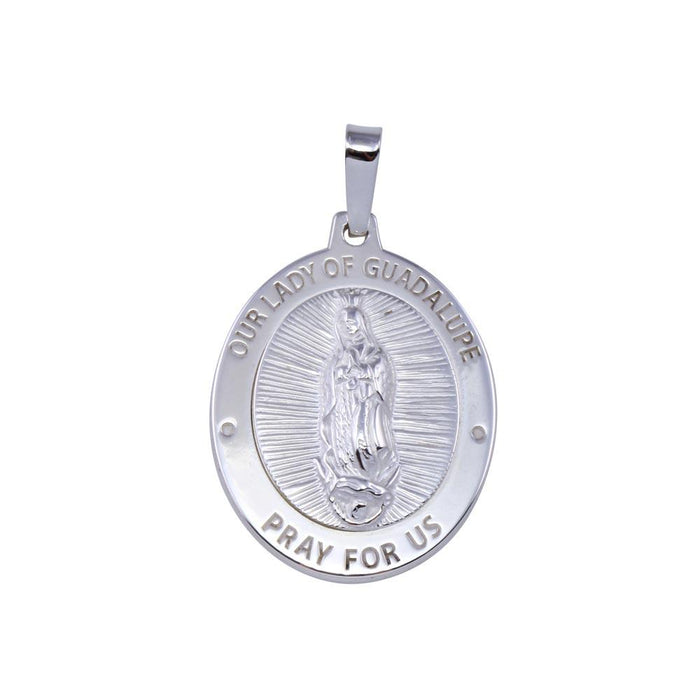 Silver 925 High Polished Nuestra SeÃƒ±ora de Guadalupe Oval Pendant - SOP00172 | Silver Palace Inc.