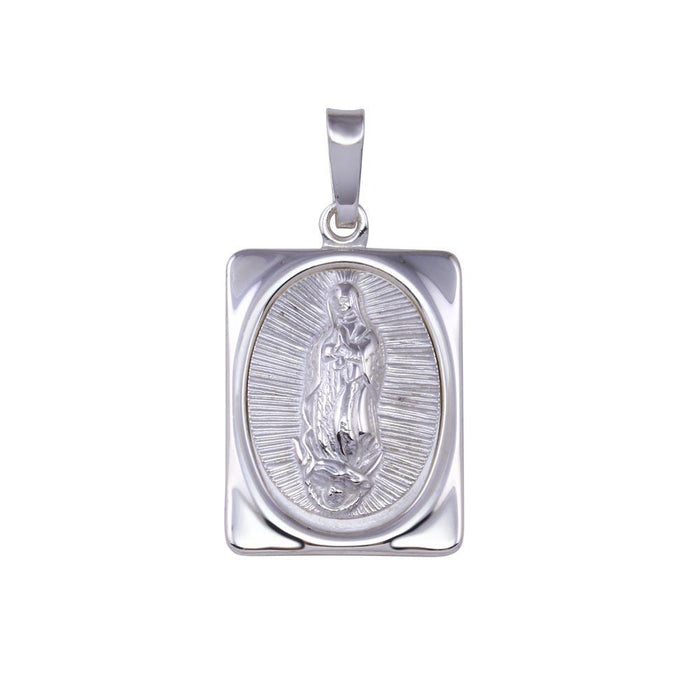 Silver 925 High Polished Nuestra SeÃƒ±ora de Guadalupe Rectangular Pendant - SOP00174 | Silver Palace Inc.