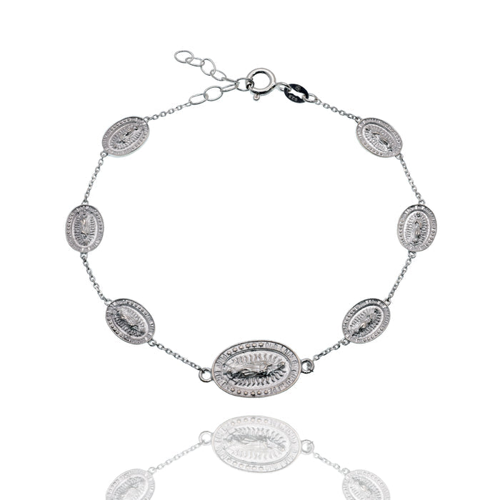 High Polished 925 Sterling Silver Our Lady of Guadalupe Adjustable Bracelet - DIB00084