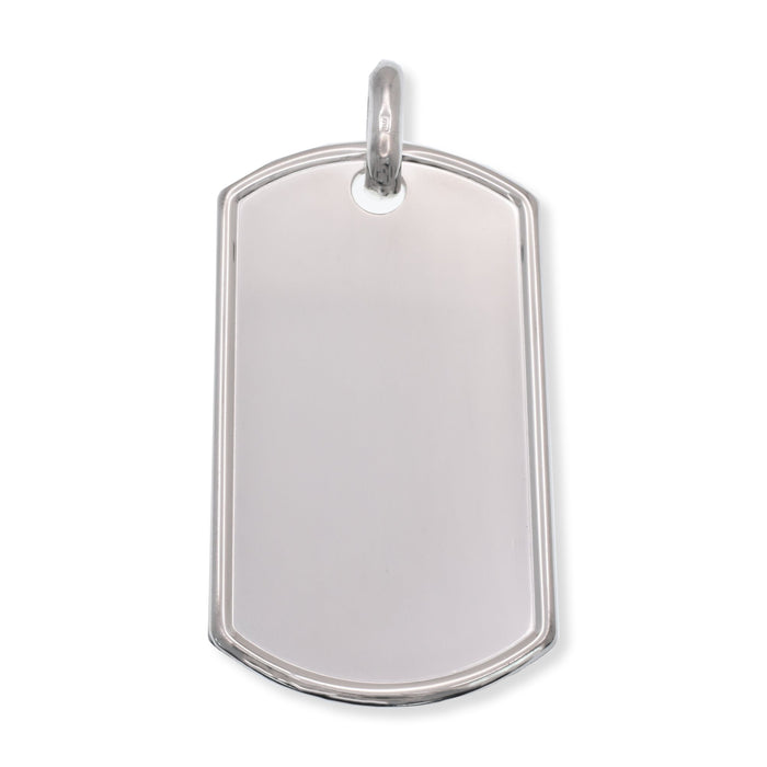 High Polished 925 Sterling Silver Raised Edges 28.3mm x 50.5mm Dogtag - DOGTAG16