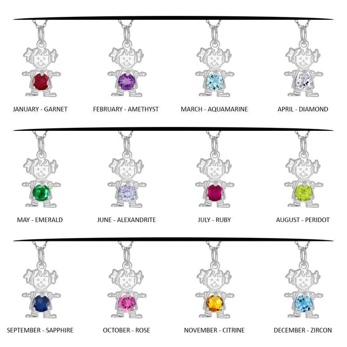 Silver 925 Round CZ Birthstone Girl Flat Charm  - CHARM001 | Silver Palace Inc.