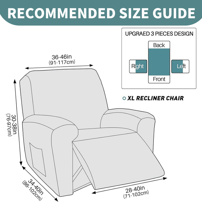 Jiater 100% Waterproof Recliner Chair Covers Non Slip Reliner Slipcover with Pockets