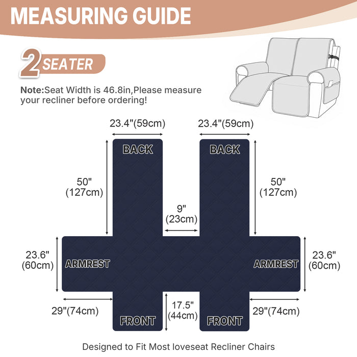 JIATER 100% Waterproof Recliner Covers Washable Recliner Chair Covers with Pockets