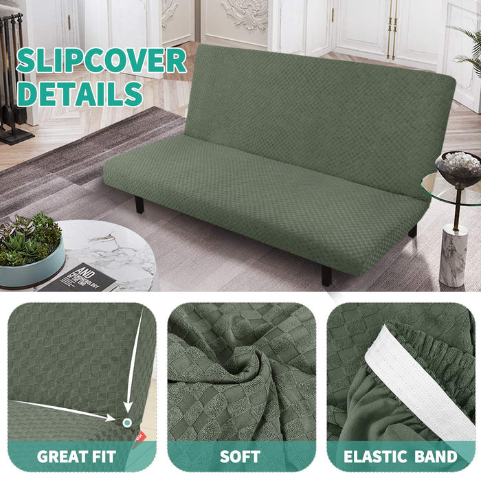 Jiater Armless Futon Cover Stretch Futon Slipcovers Furniture Protector with Elastic Bottom