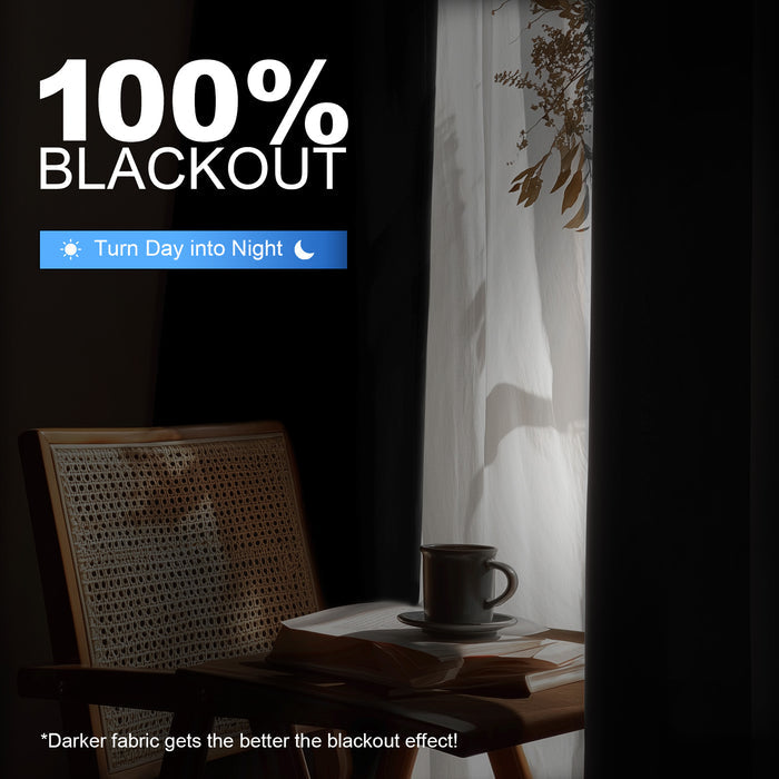 Jiater Blackout Curtains for Bedroom Thermal Insulated Darkening Curtains Set of 2