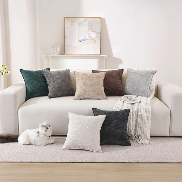 Jiater Pack of 2 Throw Pillow Covers Chenille Decorative Couch Pillow Covers