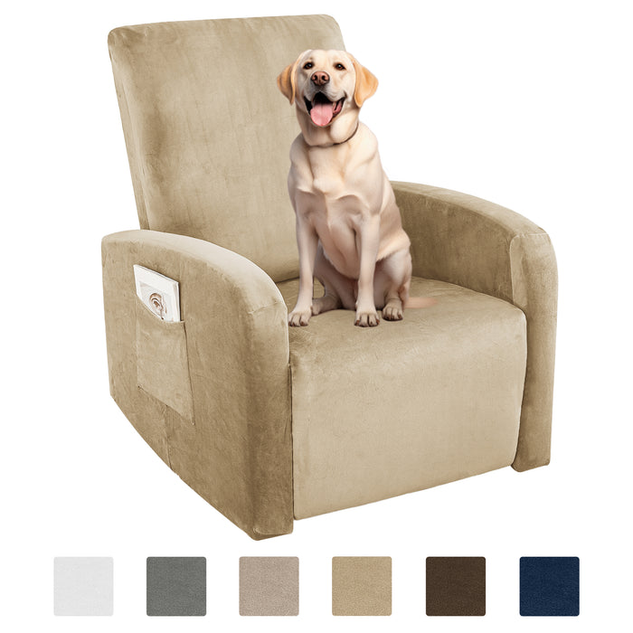 Jiater Recliner Chair Covers Stretch Velvet Recliner Slipcover with Pockets