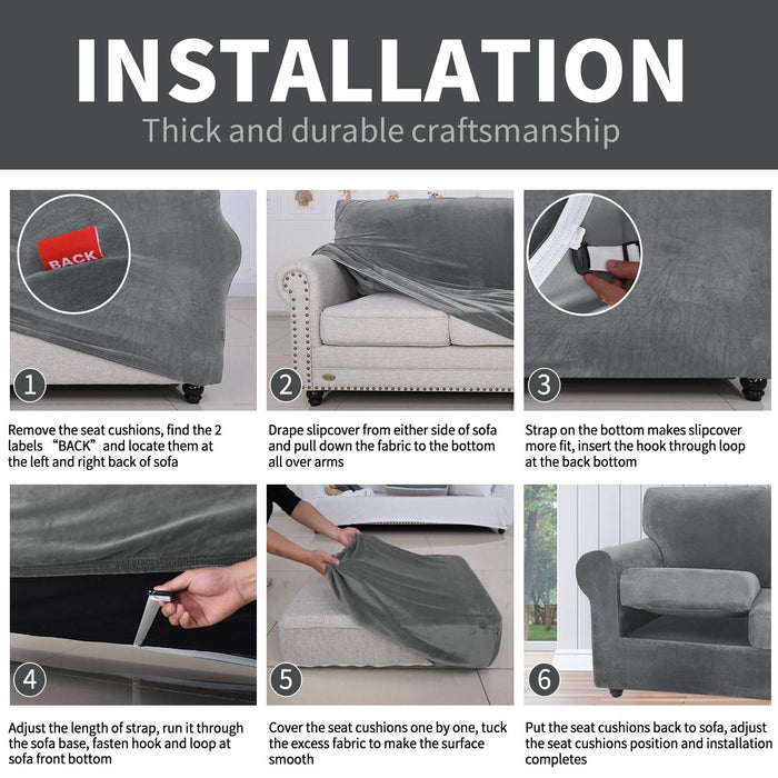 Jiater Velvet Sofa Cover Non-slip Couch Cover Stretch Slipcover Furniture Protector for Pets