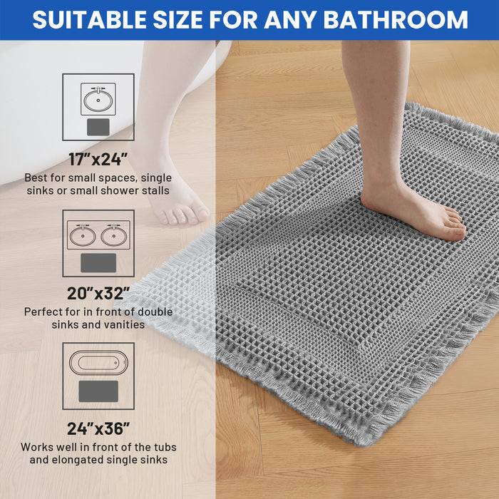 Jiater Waffle Bath Rugs Non-Slip Washable Bathroom Mat Super Absorbent Quick Dry
