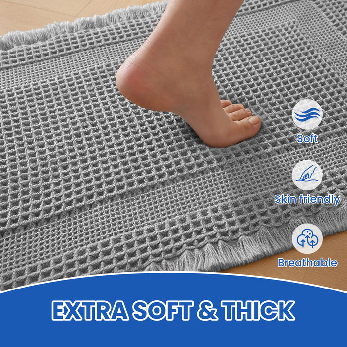 Jiater Waffle Bath Rugs Non-Slip Washable Bathroom Mat Super Absorbent Quick Dry