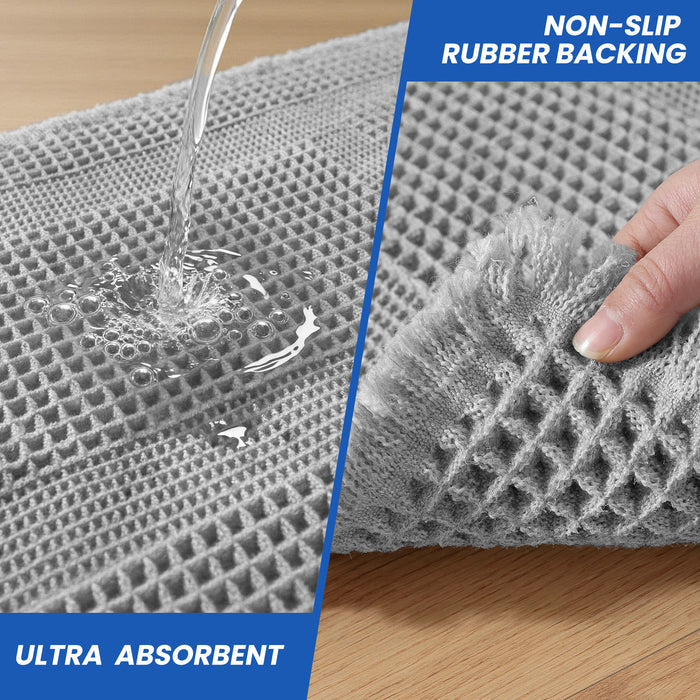 Jiater Waffle Bath Rugs Non-Slip Washable Bathroom Mat Super Absorbent Quick Dry