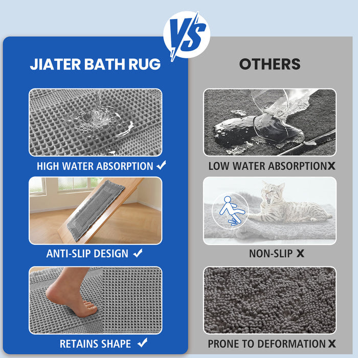 Jiater Waffle Bath Rugs Non-Slip Washable Bathroom Mat Super Absorbent Quick Dry