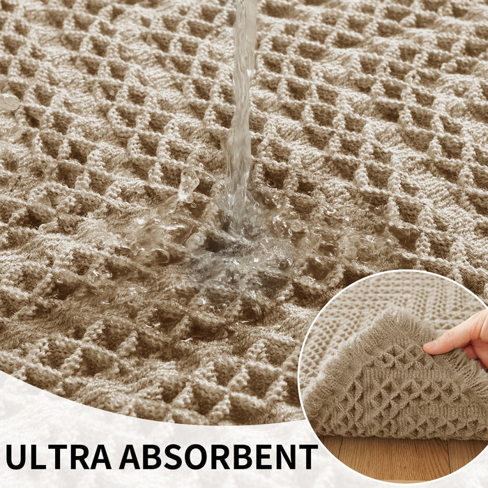 JIATER Waffle Bathroom Rugs Soft Absorbent Bath Mat Non-Slip Backing Quick Dry Bathroom Mats