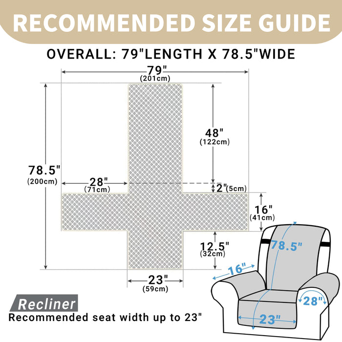 Jiater Waterproof Recliner Covers Reversible Recliner Slipcovers with Pockets