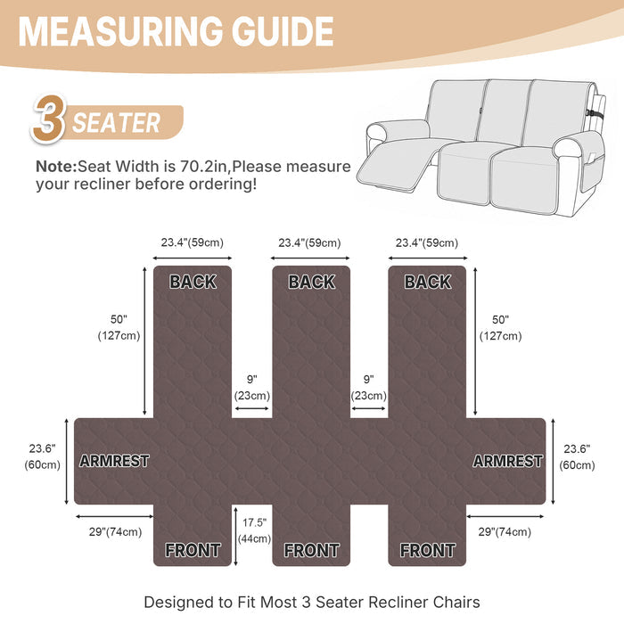 JIATER Waterproof Recliner Covers Washable Reliner Slipcovers for Recliner Chair with Pockets