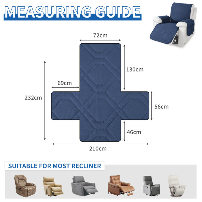 Larger Waterproof Recliner Armchair Cover with Armrests Anti Slip Pockets