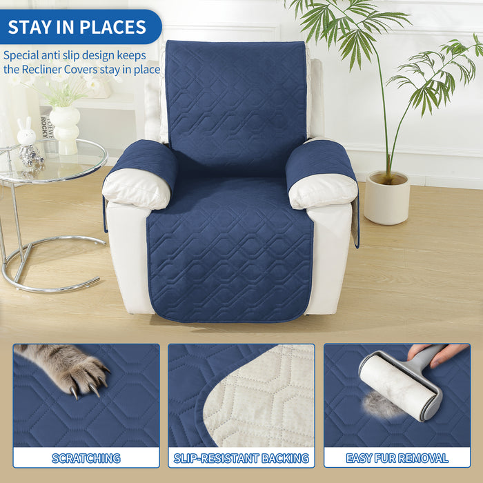 Larger Waterproof Recliner Armchair Cover with Armrests Anti Slip Pockets