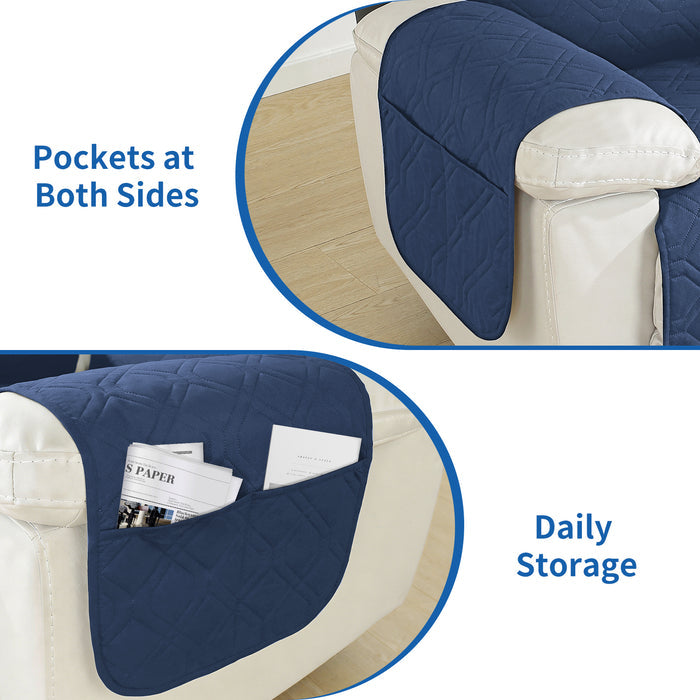 Larger Waterproof Recliner Armchair Cover with Armrests Anti Slip Pockets