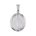 Silver 925 Matte Finish High Polished Mary Medallion Pendant - SOP00094 | Silver Palace Inc.
