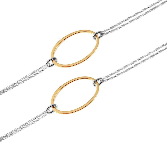 Multi Plated 925 Silver Italian Chain Necklace with Oval Loops - ITN00098