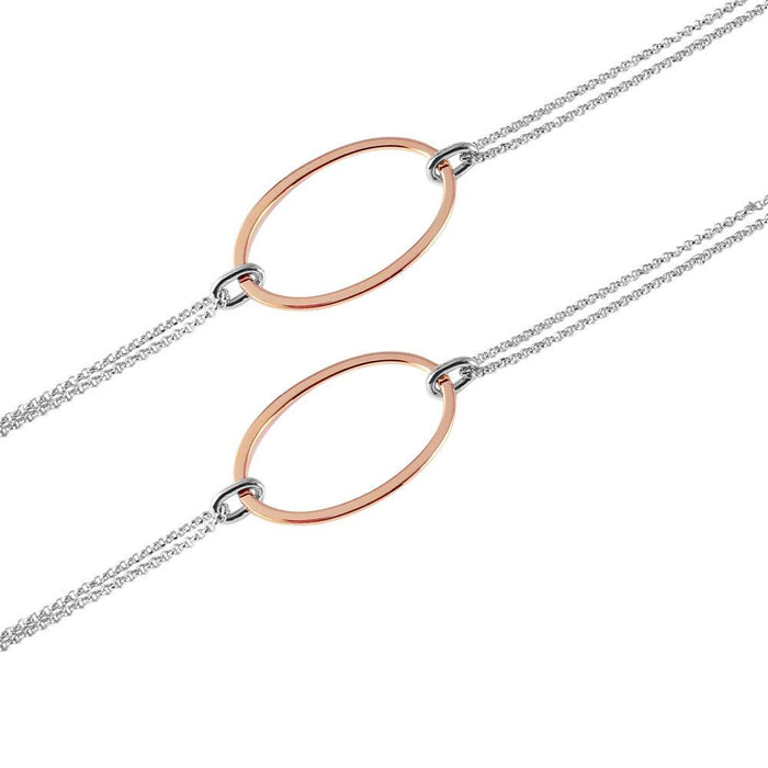 Multi Plated 925 Silver Italian Chain Necklace with Oval Loops - ITN00098