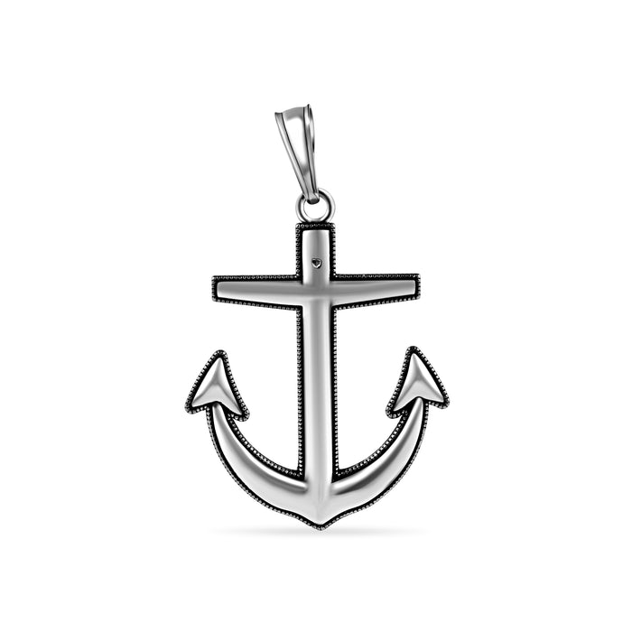 Oxidized 925 Sterling Silver Anchor Pendant - OXP00018