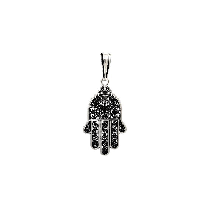 Silver 925 Oxidized Hamsa Hand Charm Pendant - OXP00047 | Silver Palace Inc.