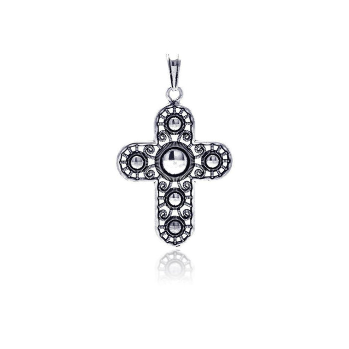 Silver 925 Oxidized Outline Cross Pendant - OXP00010 | Silver Palace Inc.