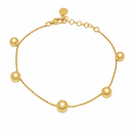Plated 925 Sterling Silver 5 Bead Charm Bead Link Chain Bracelet - ITB00315