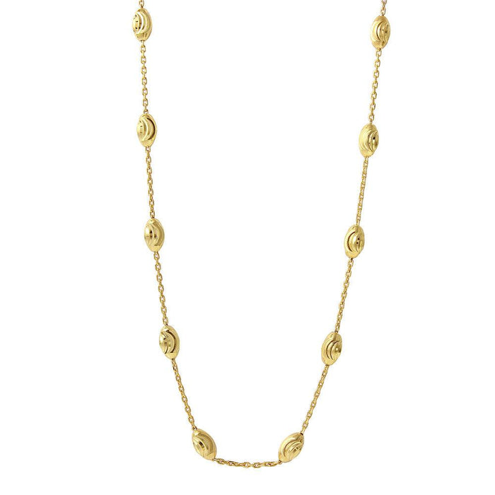 Plated 925 Sterling Silver Diamond Cut Oval Italian Necklace - ITN00092