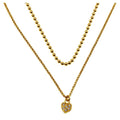 Plated 925 Sterling Silver Double Chain and Drop Heart Necklace - ITN00127